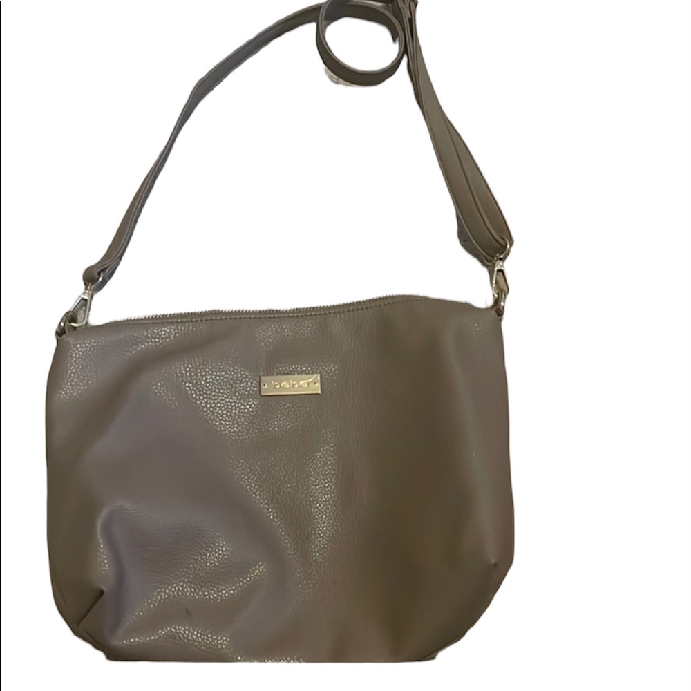 BEBE tan leather shoulder bag